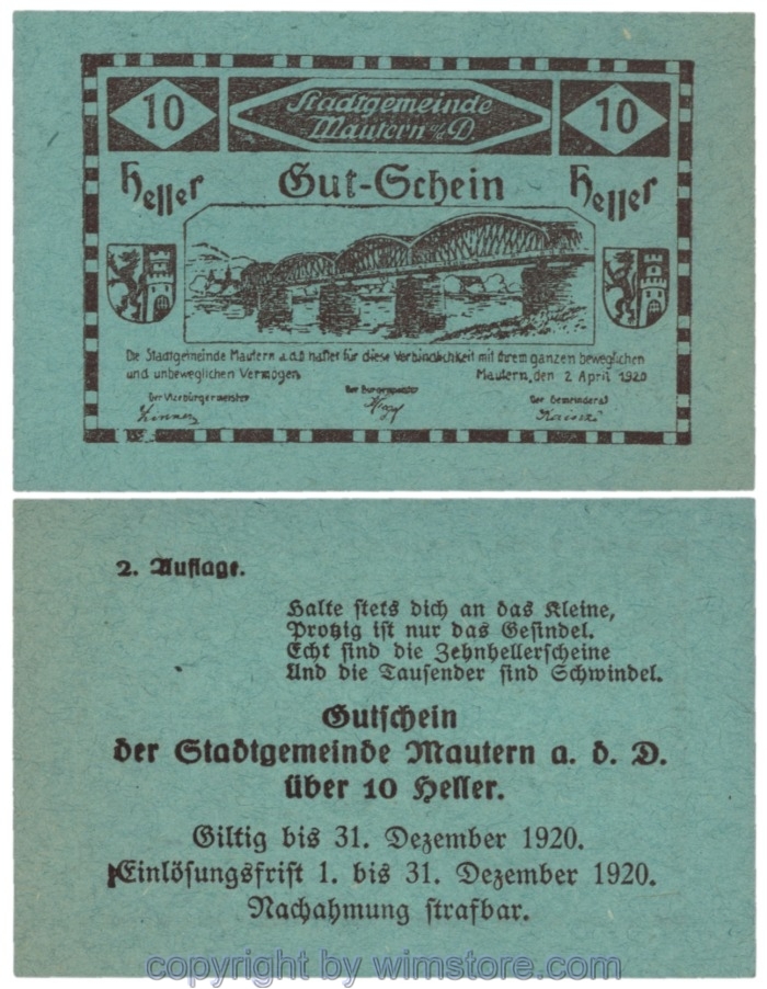 sn109028 Mautern, J00600IIc15, 10 Heller; 1