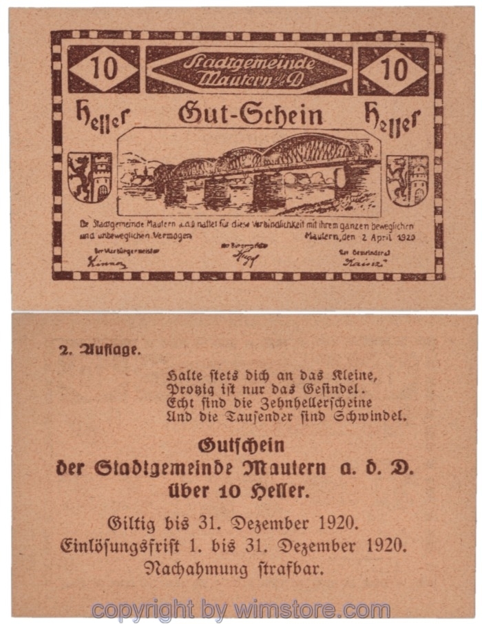 sn109032 Mautern, J00600IId18, 10 Heller; 1