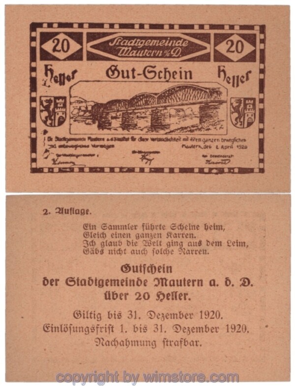 Mautern, J00600IId19, 20 Heller; 1