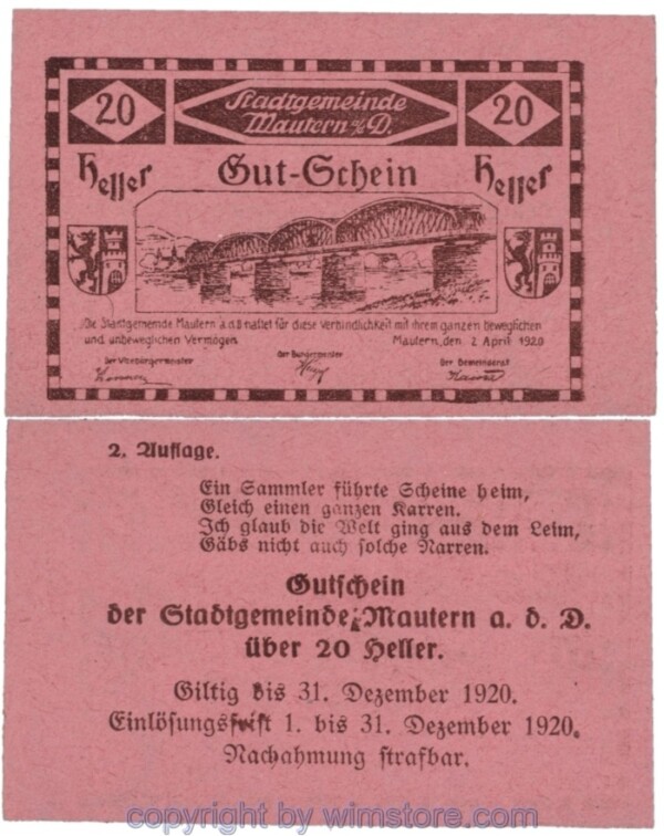 Mautern, J00600IIe22, 20 Heller; 1