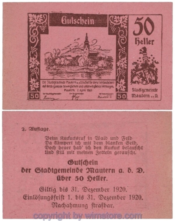 Mautern, J00600IIe23, 50 Heller; 1
