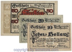Mauthausen, J00601Ia, Serie 10, 20, 50 Heller; 1