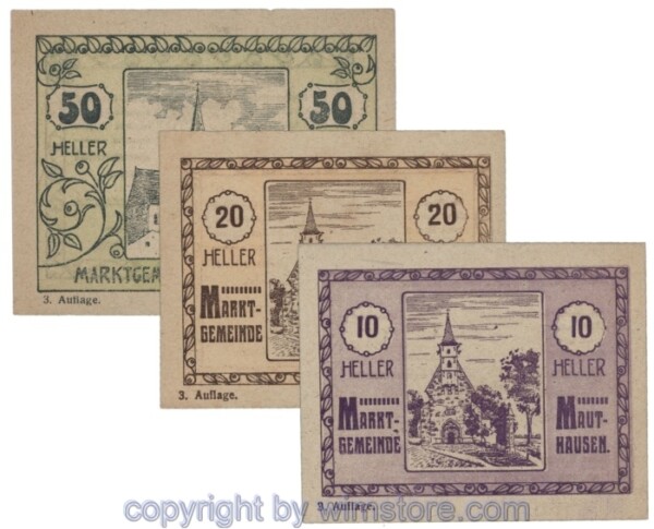 Mauthausen, J00601IIIa, Serie 10, 20, 50 Heller; 1-2