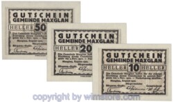Maxglan, J00602a, Serie 10, 20, 50 Heller; 1