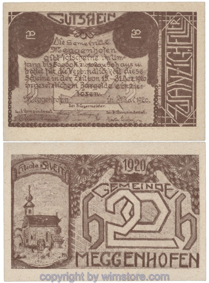 sn109057 Meggenhofen, J00603I, 20 Heller; 1