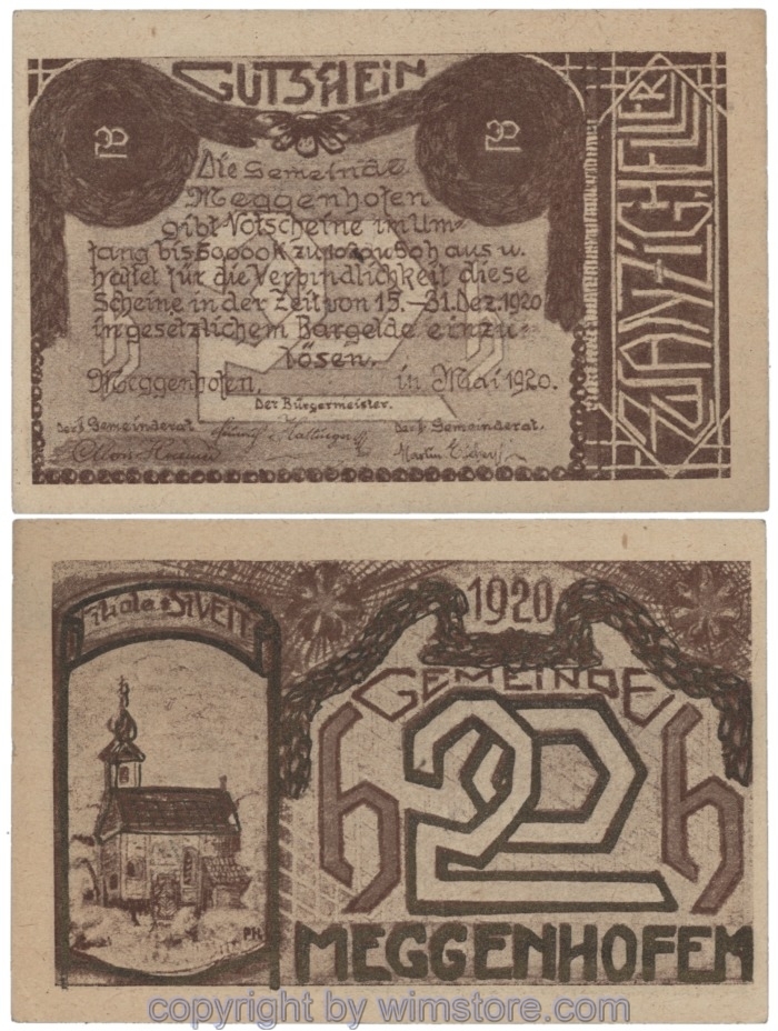 sn109071 Meggenhofen, J00603IIIa, 20 Heller; 1