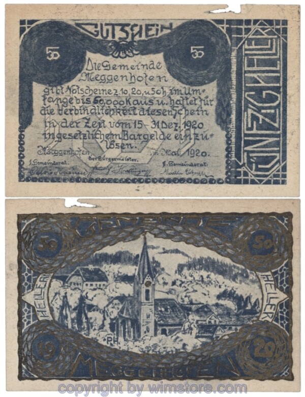 Meggenhofen, J00603IIIa, 50 Heller; 2