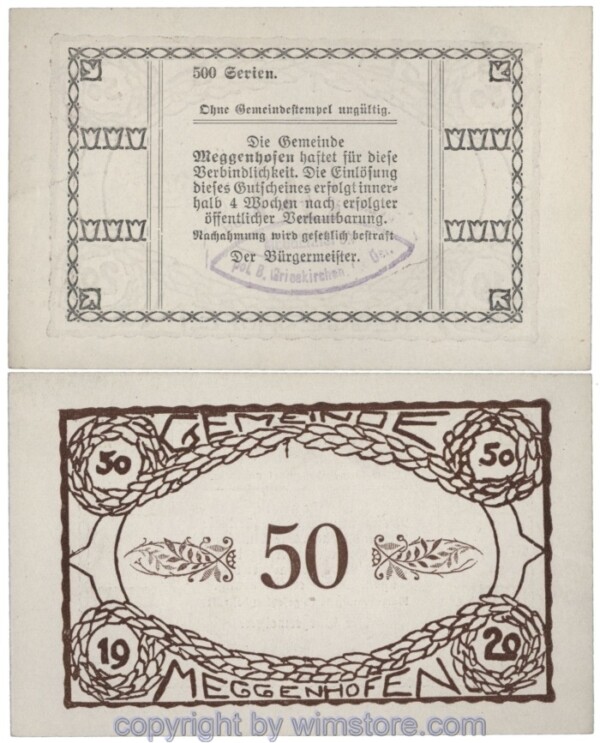 Meggenhofen, J00603IIIe, 50 Heller; 1