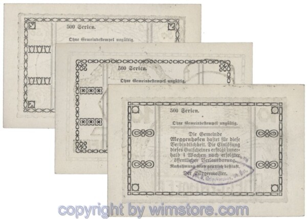 Meggenhofen, J00603IIIf, Serie 10, 20, 50 Heller; 1