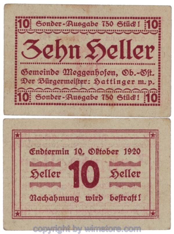 Meggenhofen, J00603Ve, 10 Heller; 1-