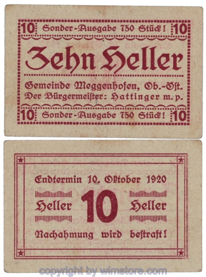 sn109080 Meggenhofen, J00603Ve, 10 Heller; 1-