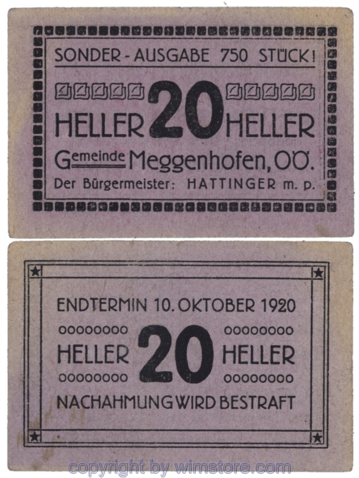 sn109082 Meggenhofen, J00603Vf, 10 Heller; 1-