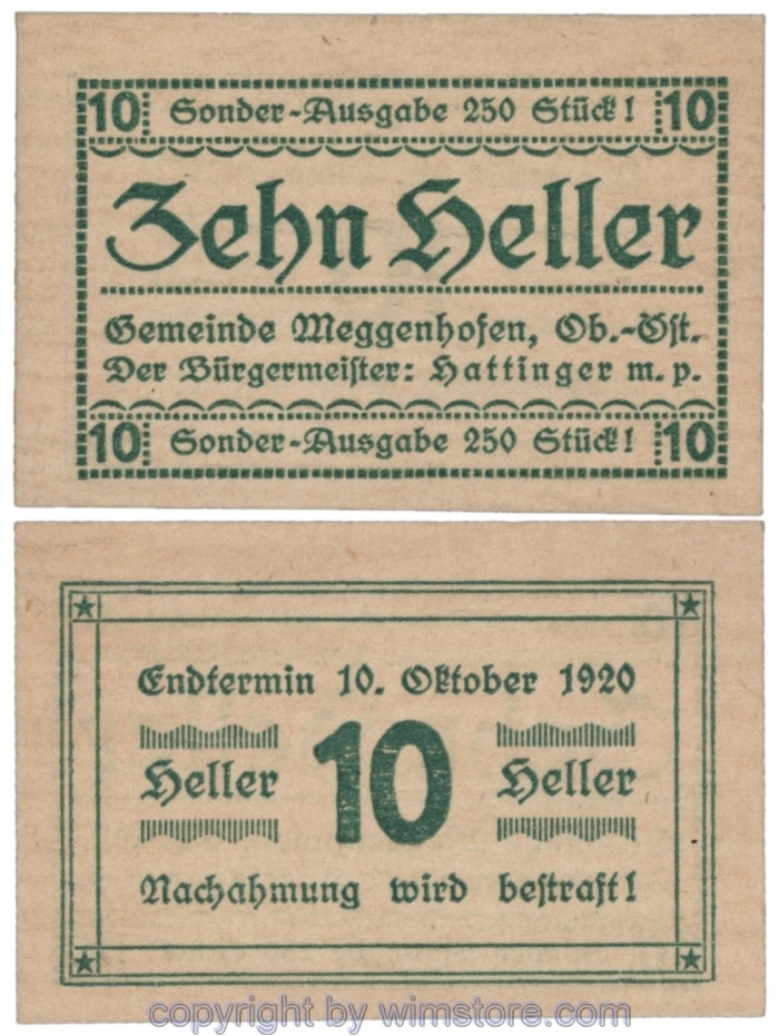 sn109083 Meggenhofen, J00603Vl, 10 Heller; 1