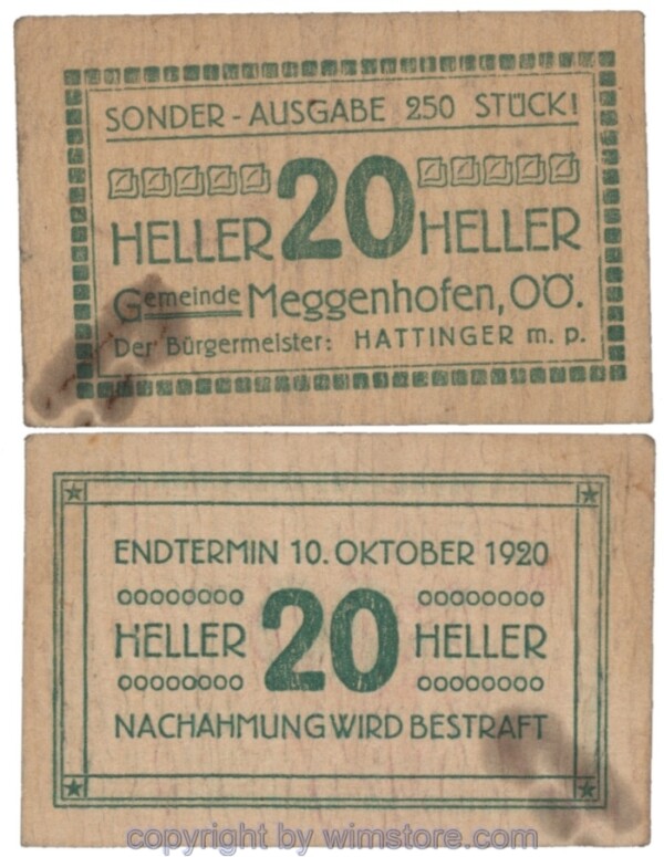 Meggenhofen, J00603Vl, 20 Heller; 2