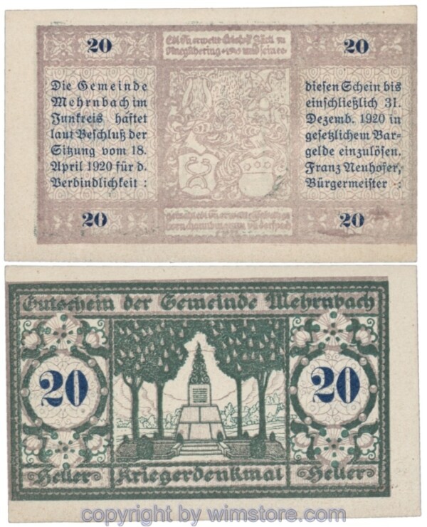 Mehrnbach, J00604N8, 20 Heller; 1