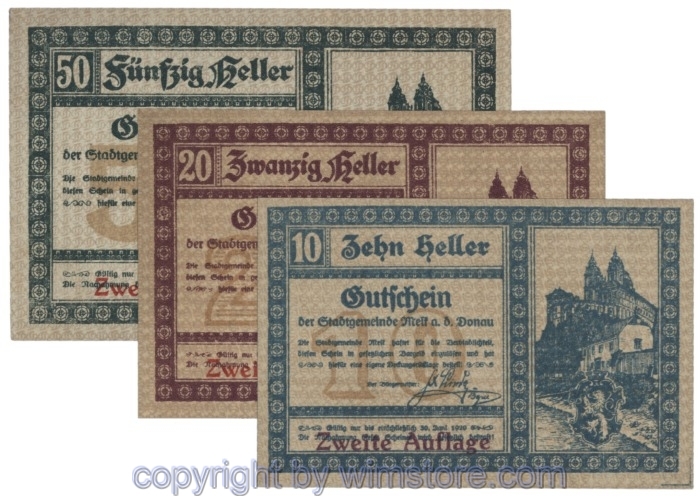 Melk, J00605Id, Serie 10, 20, 50 Heller; 1