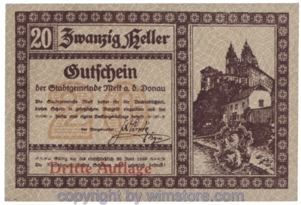 Melk, J00605If, 20 Heller; 1