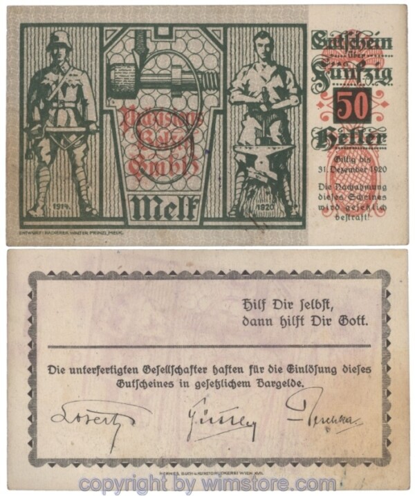 Melk, Prv. Präszisions-Bolzen-GmbH, J00606a, 50 Heller; 1