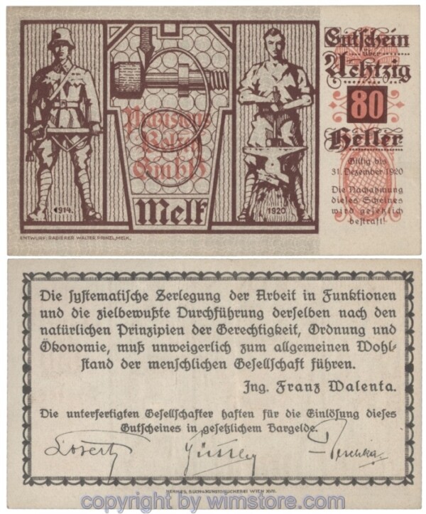 Melk, Prv. Präszisions-Bolzen-GmbH, J00606a, 80 Heller; 1