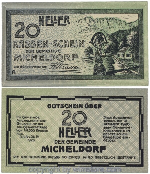 sn109148 Micheldorf, G0612a, 20 Heller; 1