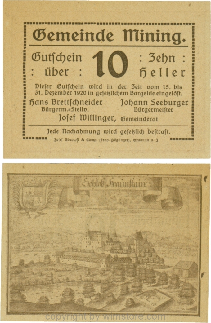 sn109166 Mining, G0613d, 10 Heller, dicke Wertzahl, Druckfirma in Kurrentschrift; 2