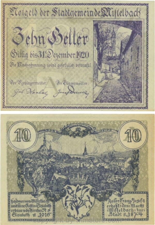 Mistelbach, G0614a, 10 Heller, Unterdruck A; 1-
