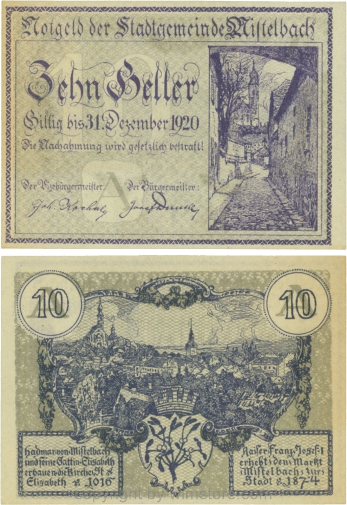 Mistelbach, G0614a, 10 Heller, Unterdruck A; 1-