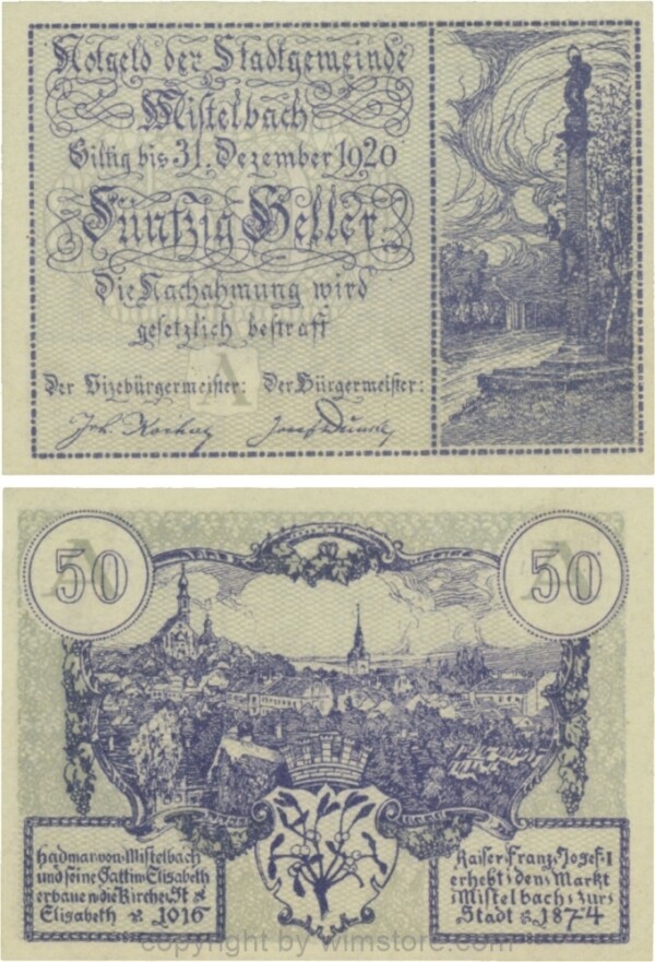 Mistelbach, G0614a, 50 Heller, Unterdruck A; 1