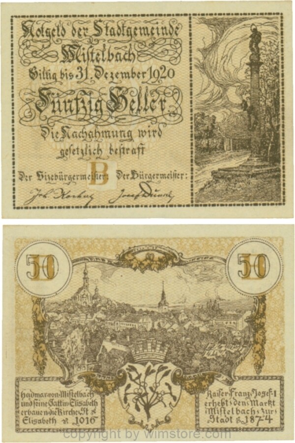 Mistelbach, G0614b, 50 Heller, Unterdruck B; 1