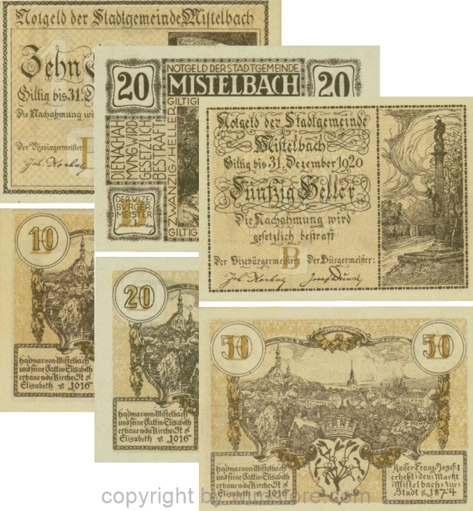 Mistelbach, G0614b, Serie 10, 20, 50 Heller, Unterdruck B; 1