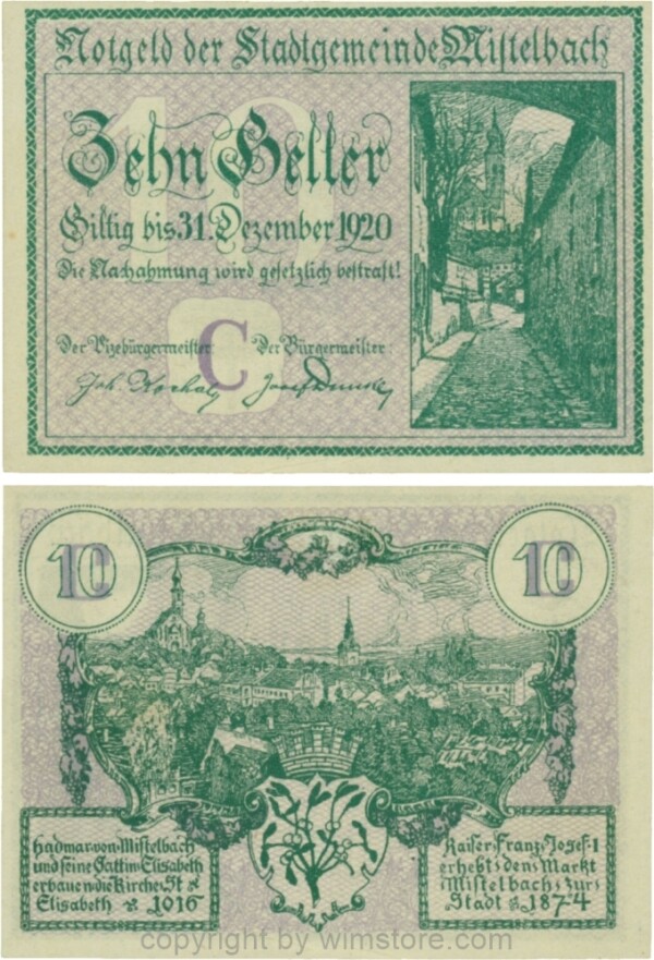 Mistelbach, G0614c, 10 Heller, Unterdruck C; 1