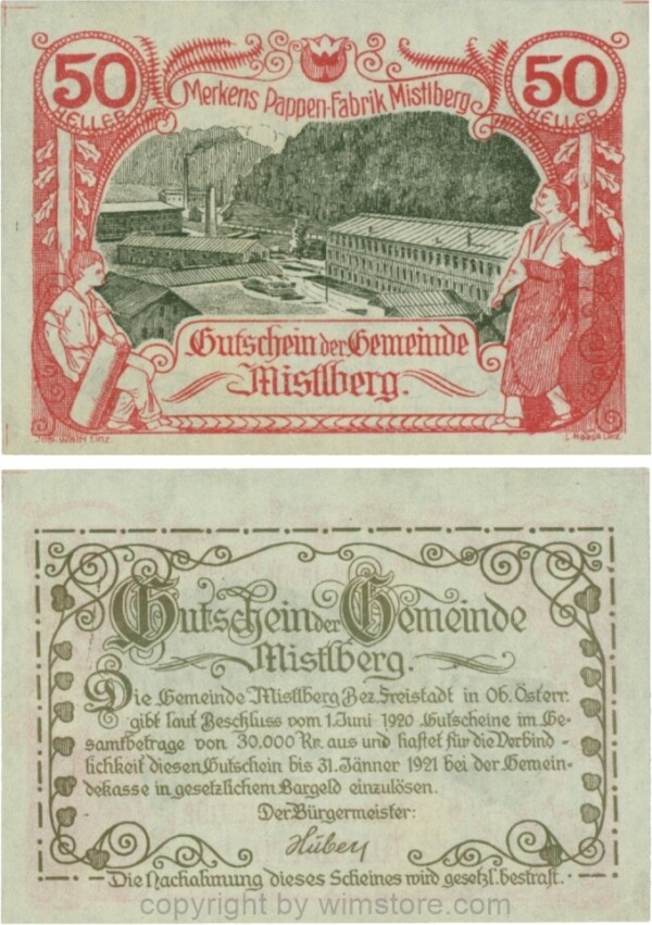 Mistelberg, G0615a, 50 Heller; 1