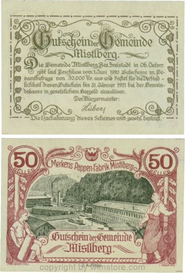 Mistelberg, G0615b, 50 Heller, 2. Auflage; 1