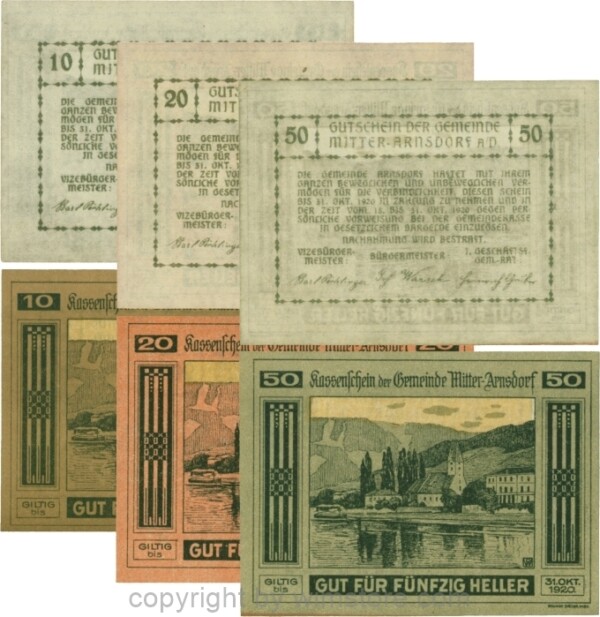 Mitter-Arnsdorf, G0617a, Serie 10, 20, 50 Heller; 1