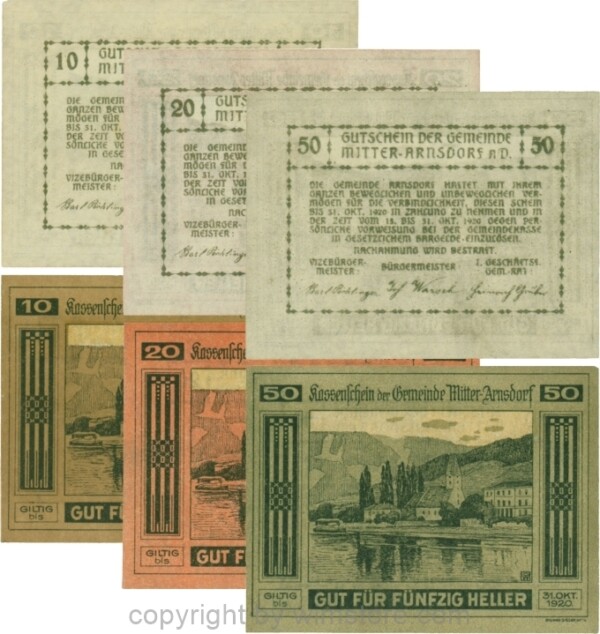 Mitter-Arnsdorf, G0617a, Serie 10, 20, 50 Heller; 1-