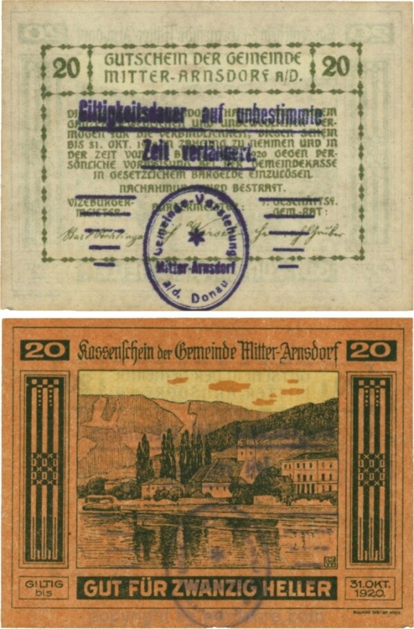 Mitter-Arnsdorf, G0617b, 20 Heller mit Verlängerungsstempel; 1