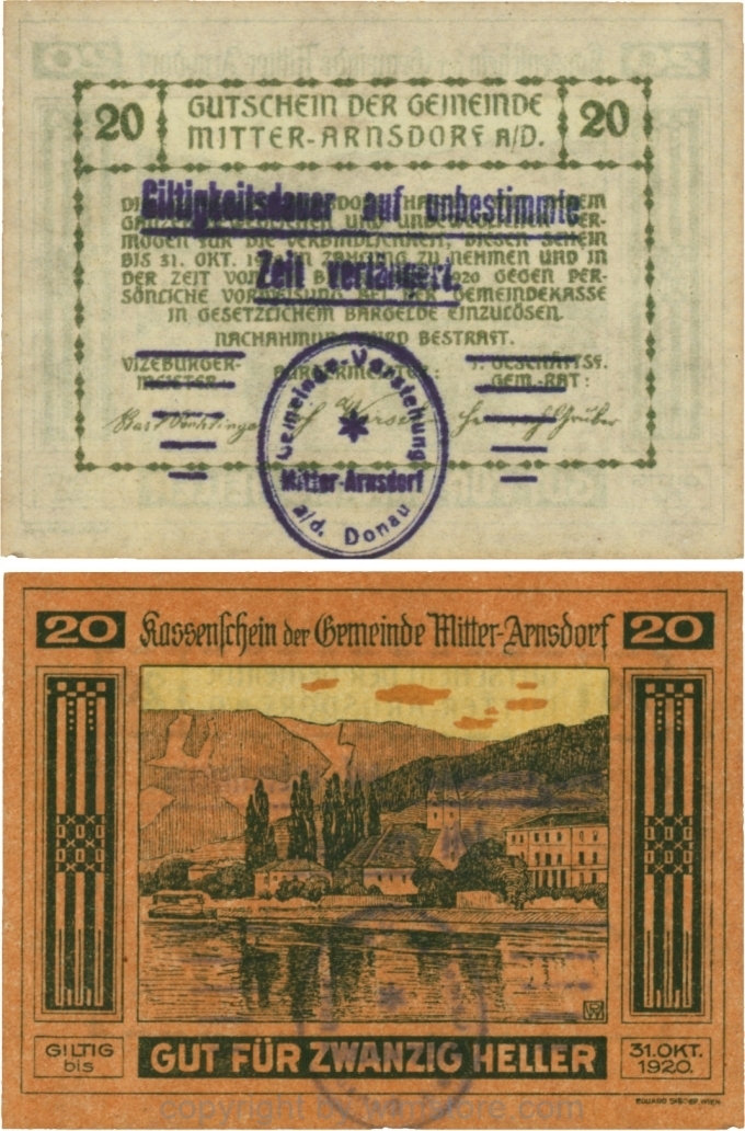 sn109228 Mitter-Arnsdorf, G0617b, 20 Heller mit Verlängerungsstempel; 1