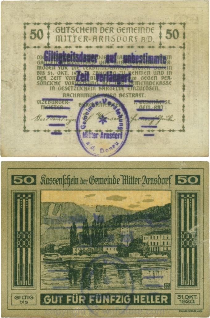 sn109231 Mitter-Arnsdorf, G0617b, 50 Heller mit Verlängerungsstempel; 2