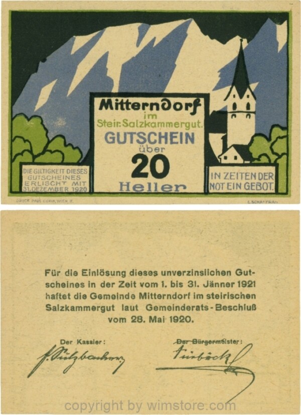 Mitterndorf, G0621I, 20 Heller; 1