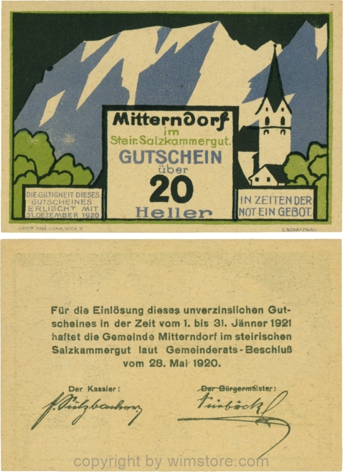 Mitterndorf, G0621I, 20 Heller; 1