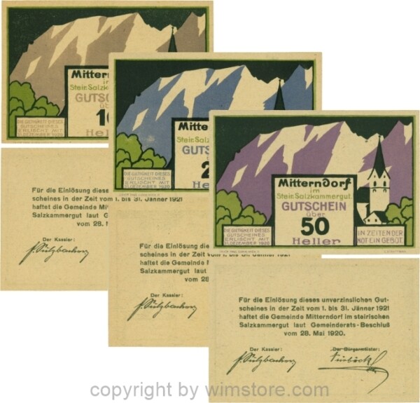 Mitterndorf, G0621I, Serie 10, 20, 50 Heller; 1-