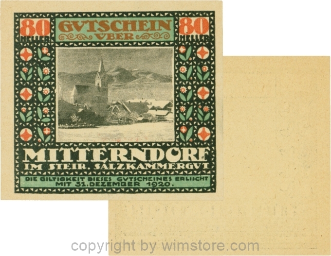 Mitterndorf, G0621IIc, 80 Heller, Wertzahl ziegelrot; 1-