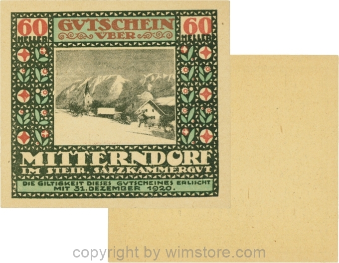 Mitterndorf, G0621IId, 60 Heller, Wertzahl kaminrot; 1-