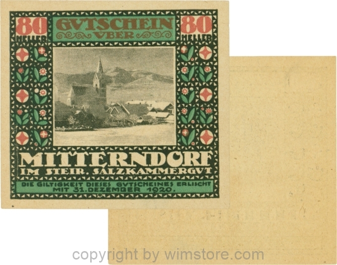 Mitterndorf, G0621IId, 80 Heller, Wertzahl kaminrot; 1-