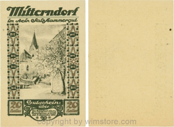 Mitterndorf, G0621IIe, 20 Heller, Wertzahl dunkelbraun; 1-