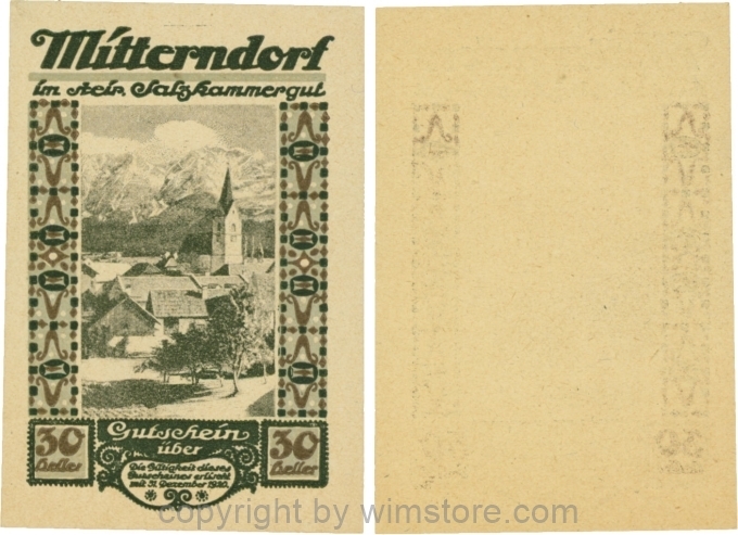 Mitterndorf, G0621IIe, 30 Heller, Wertzahl dunkelbraun; 1