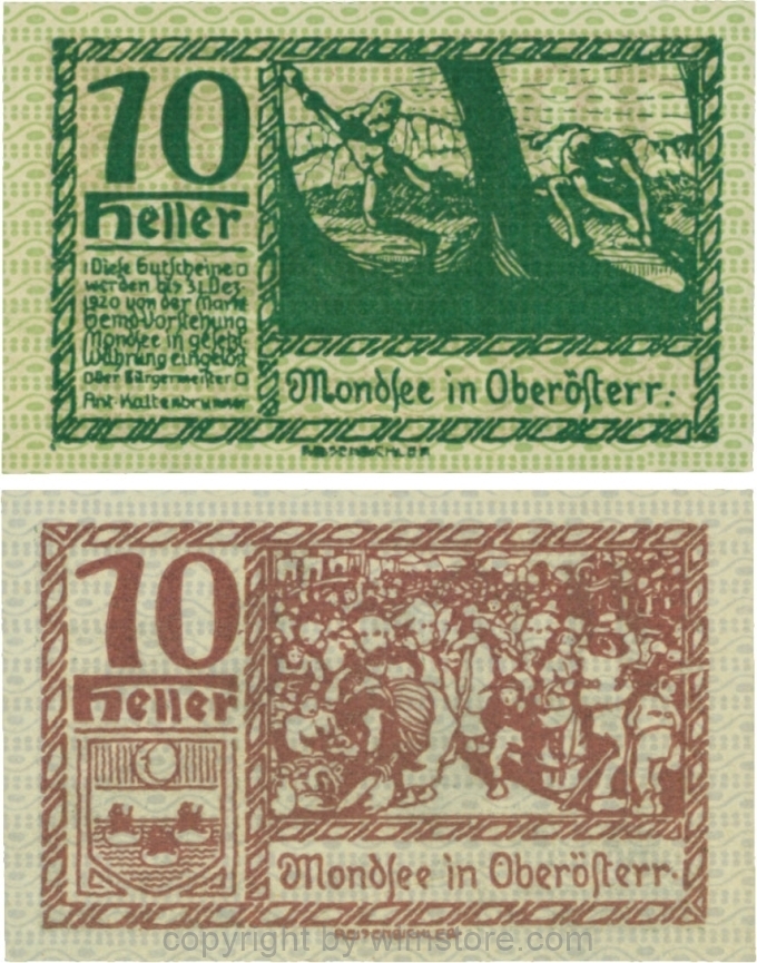 sn109488 Mondsee, G0626k, 10 Heller, Vorderseite Unterdruck grün, Druck grün; 1