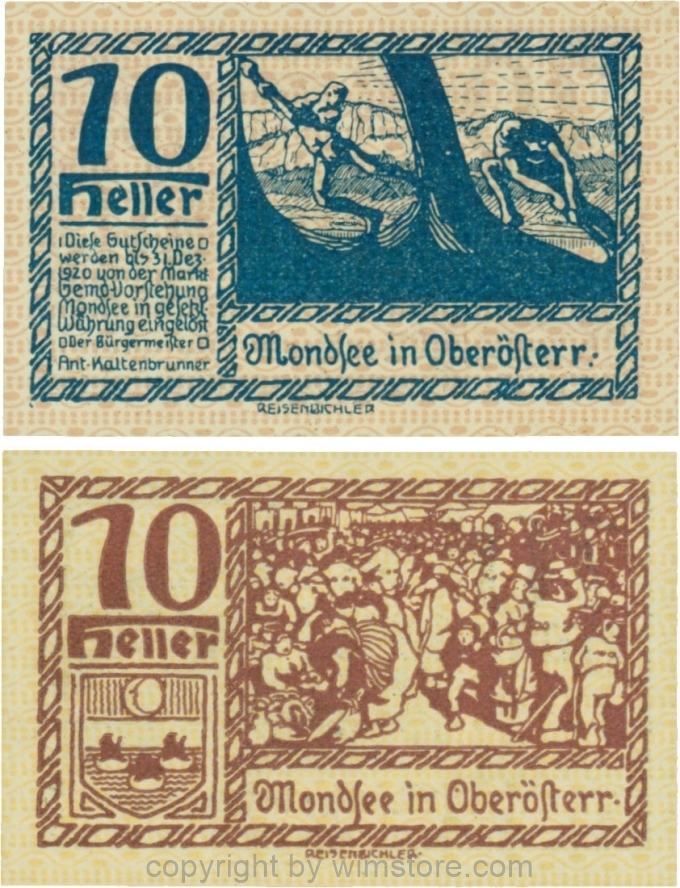 sn109504 Mondsee, G0626m, 10 Heller, Vorderseite Unterdruck rosa, Druck blau; 1