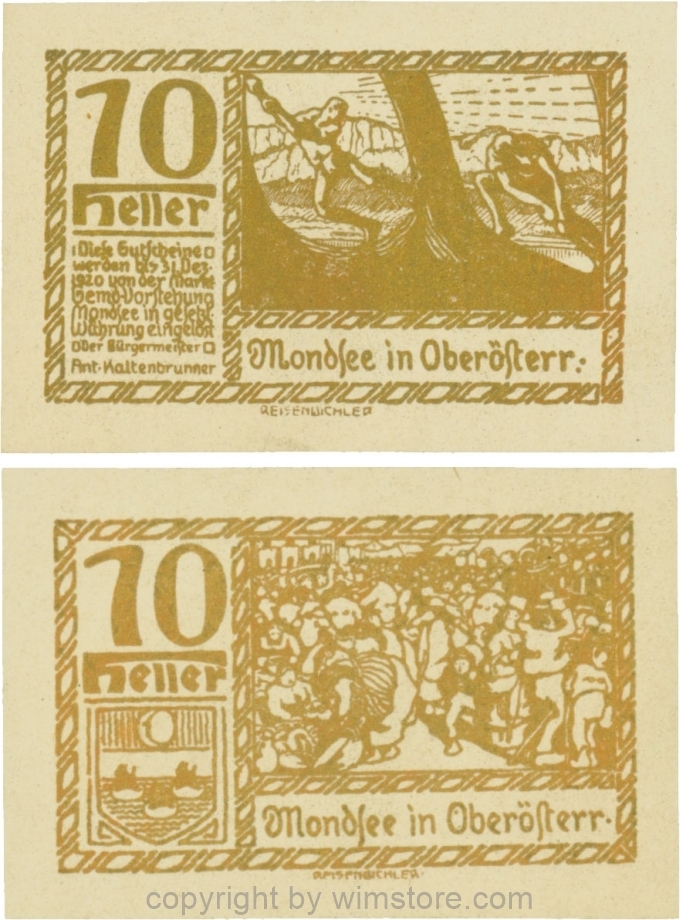 sn109534 Mondsee, G0626q, 10 Heller, Druck gold; 1