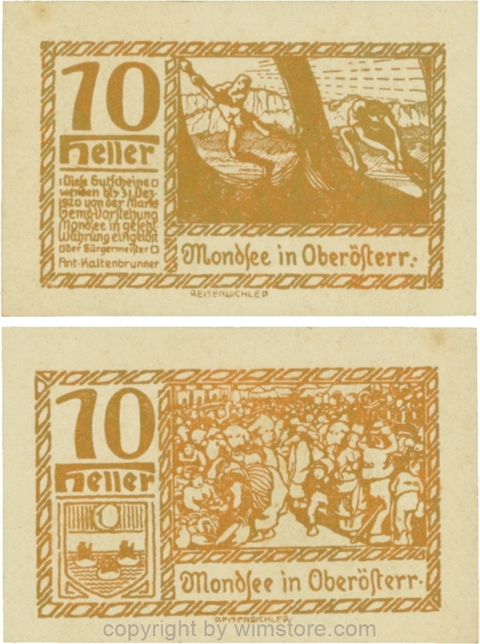 sn109536 Mondsee, G0626q, 10 Heller, Druck gold; 2